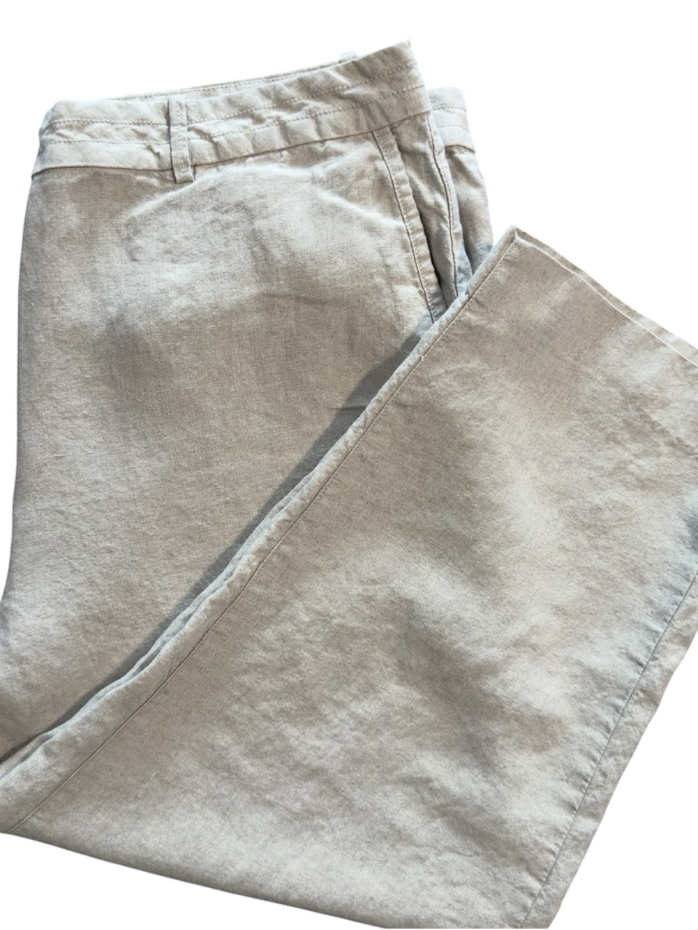 LL Bean Plus Size 18W 100% Linen Pants Neutral Beige Coastal Summer Travel